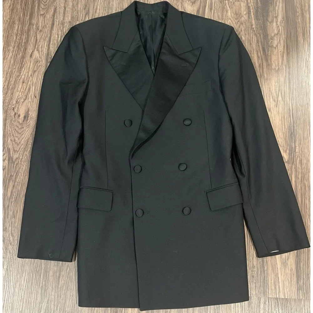 Lubiam 1911 120's Men's 100% Virgin Wool Blazer Size 40L  Color Black Italy